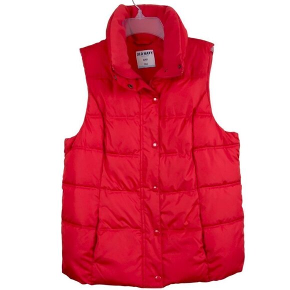 Old Navy | Red Puffer Full Zip & Snap Vest | Size S - Picture 1 of 7